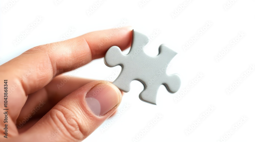The Missing Piece: A hand gently holds a single grey puzzle piece, symbolizing the importance of finding the right solution and completing the bigger picture. The Missing Piece: A hand gently holds a single grey puzzle piece, symbolizing the importance of finding the right solution and completing the bigger picture.