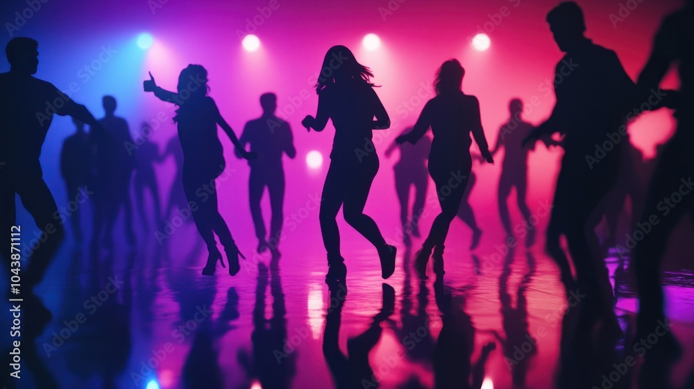 Silhouette of people dancing on a dance floor Silhouette of people dancing on a dance floor