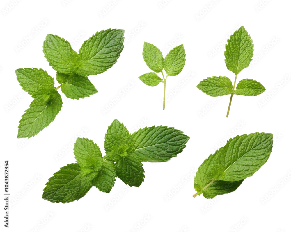 A collection of green mint leaves A collection of green mint leaves