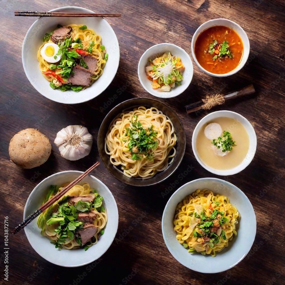 chinese noodles with chicken, vegetables and sauce chinese noodles with chicken, vegetables and sauce