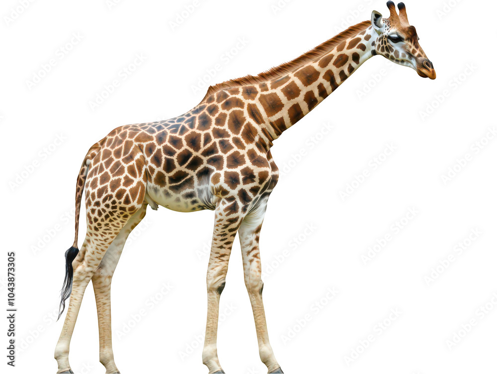 Obraz premium Graceful giraffe standing tall with striking patterns on its skin.