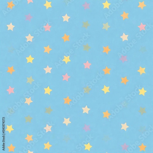 A seamless star pattern with pastel stars on a soft blue background, perfect for a serene texture