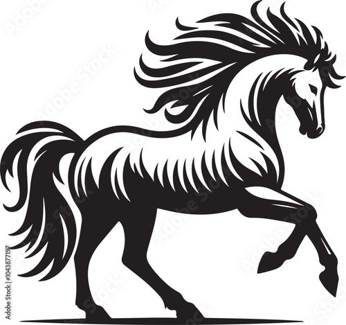 Silhouette of Horse on white background eps 10