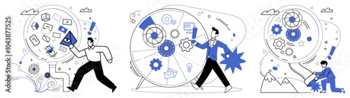 Risk management vector illustration. Success is reward for those who navigate perilous path risk with well-crafted plan Managing risks is akin to solving puzzles, fitting pieces financial security