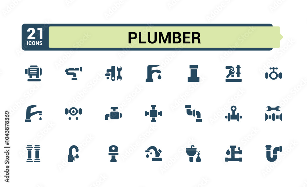 Plumbing Solid icons set. Includes filled hydraulics, pipework, pipe maintenance, sewerage, water systems, piping and more. Minimal Glyph icons. Editable symbol. Plumbing Solid icons set. Includes filled hydraulics, pipework, pipe maintenance, sewerage, water systems, piping and more. Minimal Glyph icons. Editable symbol.