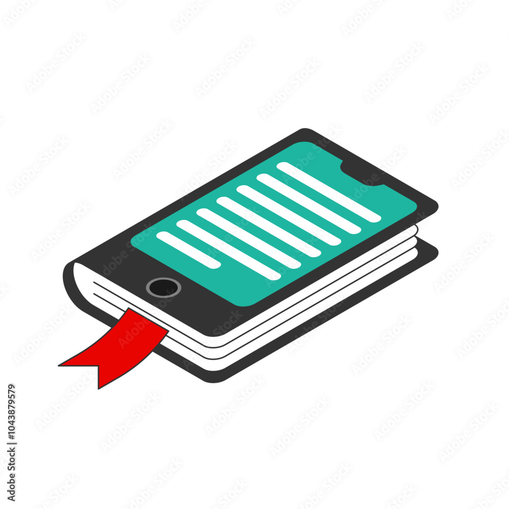 E-book reader. Playful isometric concept illustration. E-book reader. Playful isometric concept illustration.