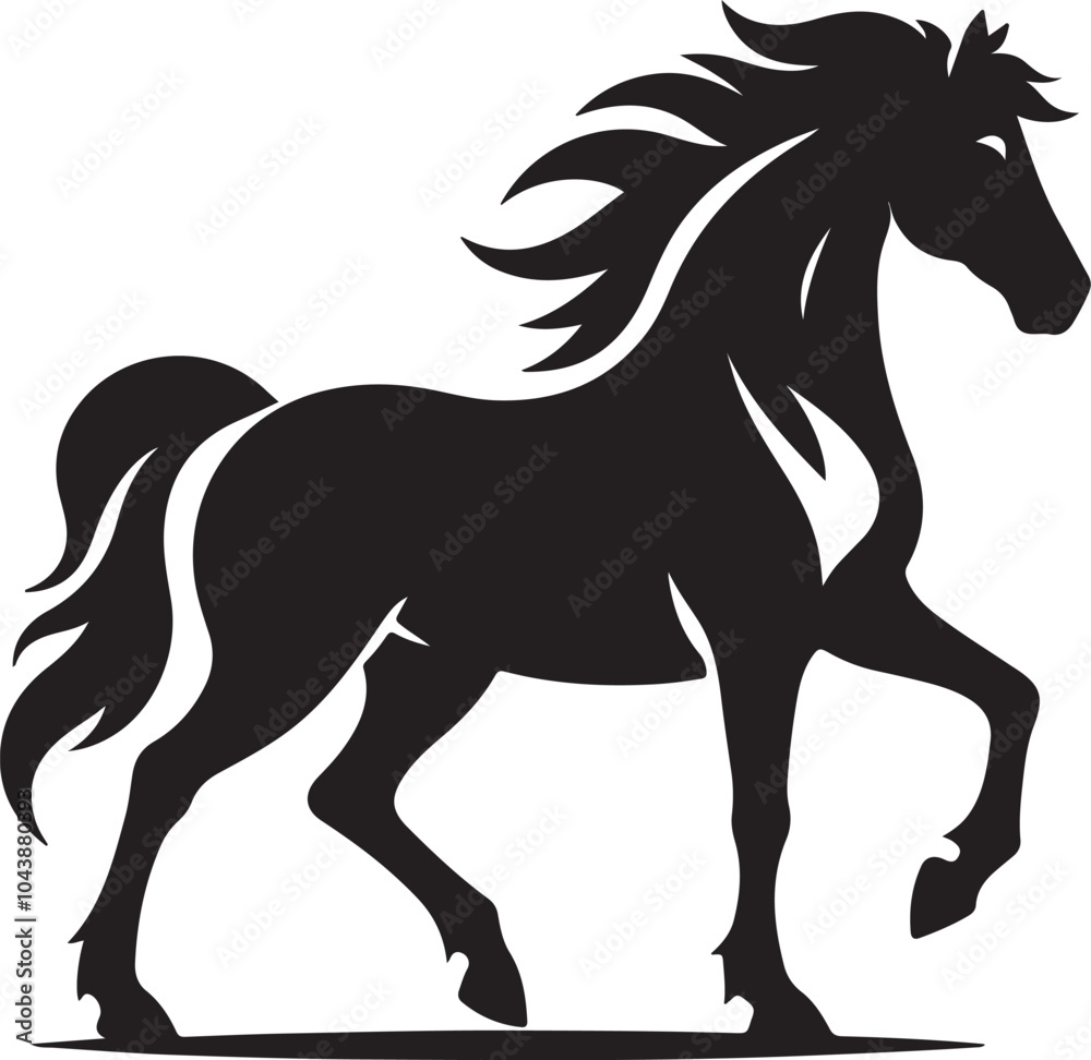 Fototapeta premium Silhouette of Horse on white background eps 10