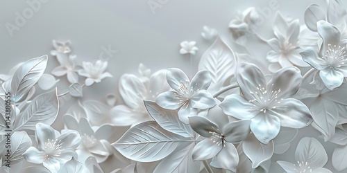 Elegant White and Gold Floral Digital Art Collection for Wall Decor and Design Projects