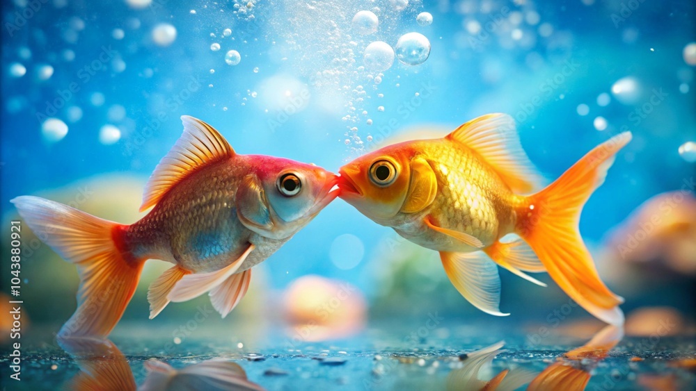 Fototapeta premium Two toy fish kissing 