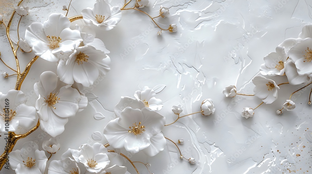 Elegant White and Gold Floral Digital Art Collection for Wall Decor and Design Projects Elegant White and Gold Floral Digital Art Collection for Wall Decor and Design Projects
