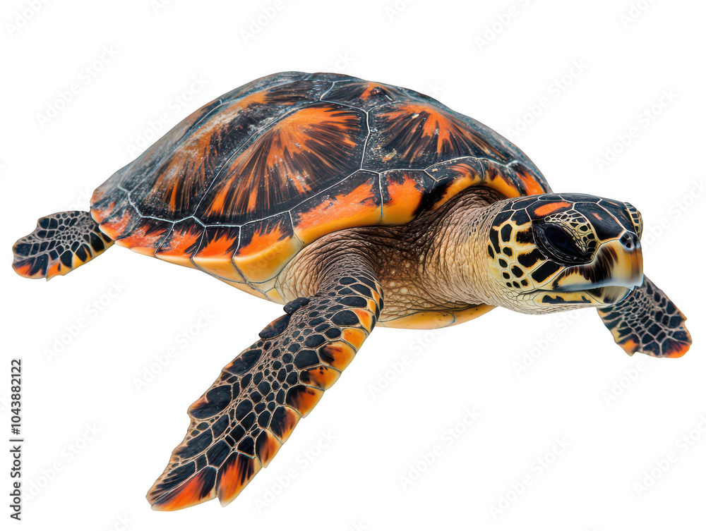 Fototapeta premium Close-up of a colorful sea turtle showcasing its vibrant shell and intricate patterns.
