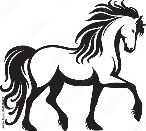 Silhouette of Horse on white background eps 10