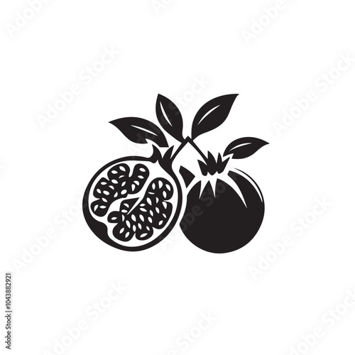 PomegranatesIn cartoon, hand-drawn flat style. image for social media, websites and UI. Isolated 2D vector design in logo, icon, sketch style, simple line vector, single color. AI Generative Art.
