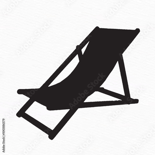 Silhouette of a foldable outdoor lounge chair with a simple, portable design, perfect for camping and beach themes