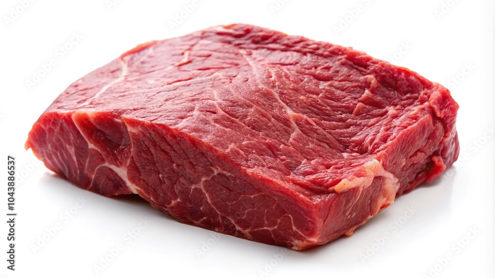 Fototapeta premium Raw buffalo meat isolated on white background, medium shot