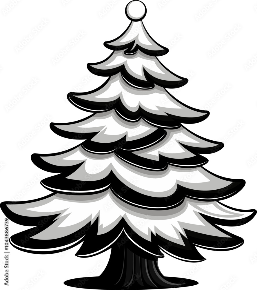 Obraz premium Stylish Christmas Tree Silhouette Design - Christmas tree isolated on a white background Vector illustration.