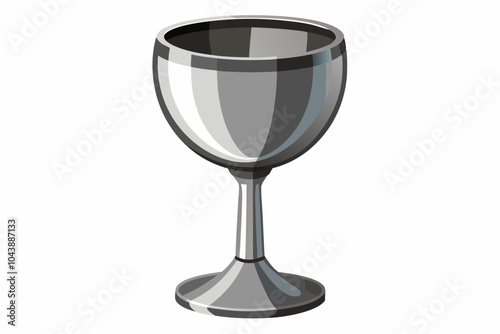 Original wine glass from stainless steel (goblet) isolatetd on white with clipping pa