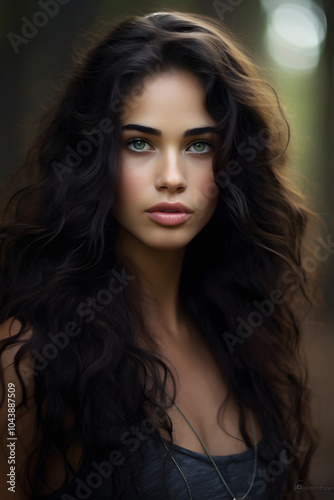 photo portrait of a black haired woman, black haired woman photo