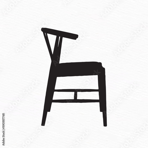Elegant silhouette of a modern wooden chair with distinctive backrest design, perfect for furniture and decor themes