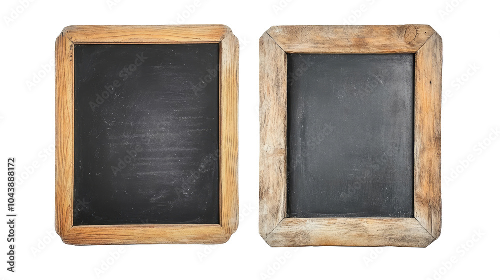 Fototapeta premium Set of Blank Blackboards in Wooden Frames on a Transparent Background Generative AI