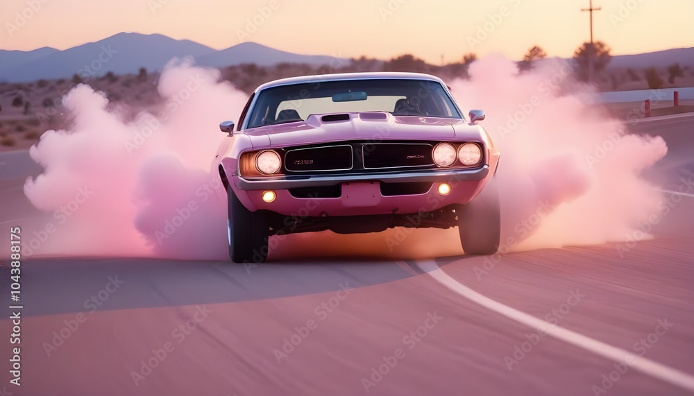 Photorealistic view of off-road vehicle with nature terrain and weather conditions