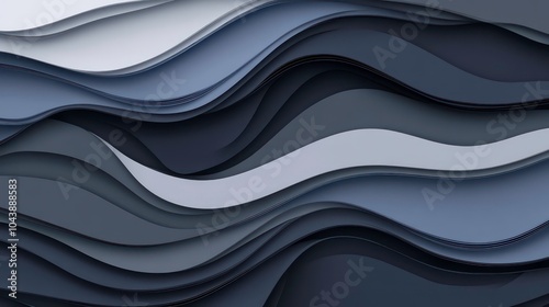 Abstract background with layered, wavy, and flowing lines in shades of blue and grey.