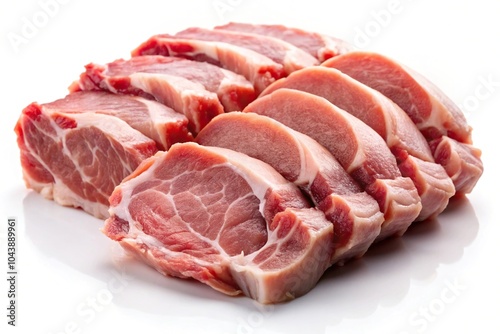 raw pork meat isolated on white background