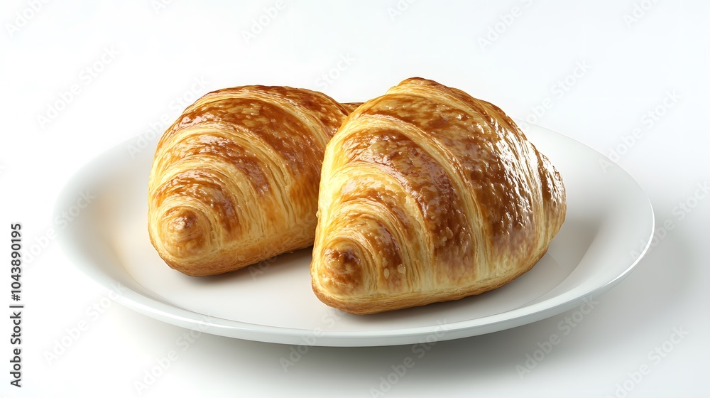 © Borasca - Freshly baked croissants on white plate highlighting breakfast simplicity and elegance © Borasca - Freshly baked croissants on white plate highlighting breakfast simplicity and elegance