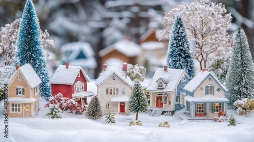 Creating a charming winter village miniature wonderland scene with snowy model houses, trees, and detailed craftsmanship - a festive christmas landscape diorama hobbyist's artistic display