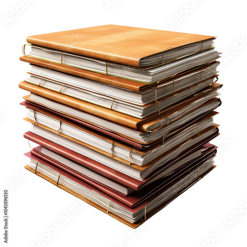 A stack of books with a gold wire binding
