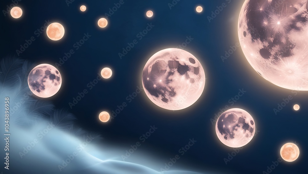 Fototapeta premium Glowing moon wallpapers with stars twinkling above vast desert dunes