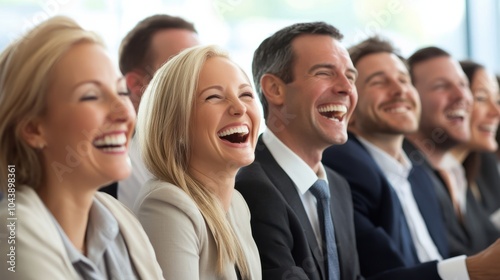 Happy group of businesspeople during presentation