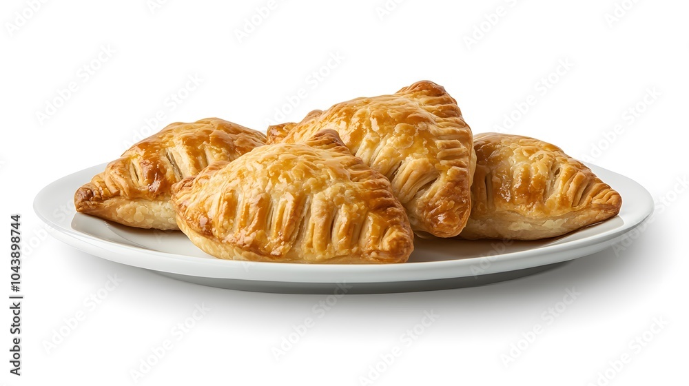 Golden baked pastries on white plate - rustic classic flavorful snack