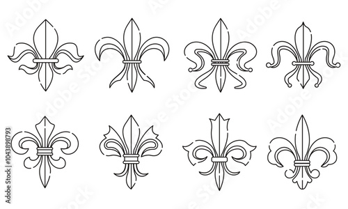 Fleur de lys coat of arms symbols Set Vector