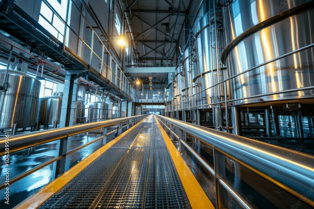 Fototapeta premium Equipment of dairy milk factory