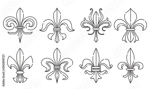 Fleur de lys coat of arms symbols Set Vector
