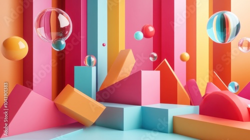 Abstract Colorful 3D Shapes photo