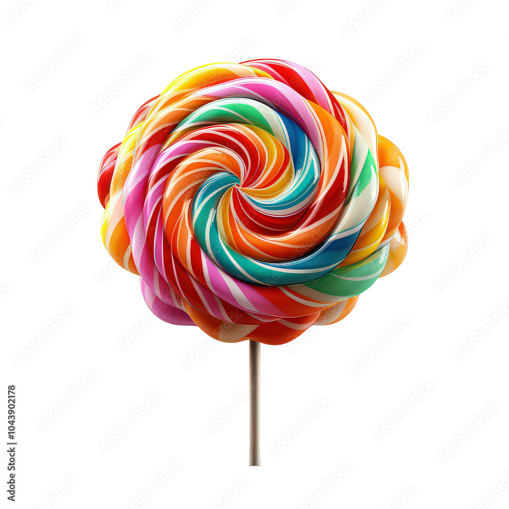 A colorful lollipop with a rainbow swirl A colorful lollipop with a rainbow swirl
