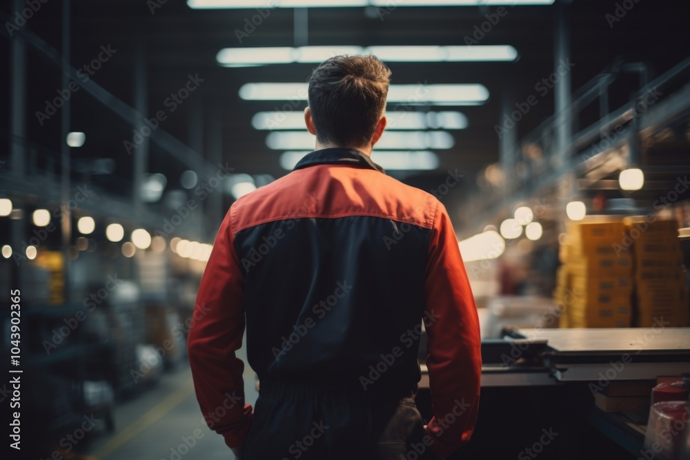 Rear view of a quality assurance technician working in a factory Rear view of a quality assurance technician working in a factory