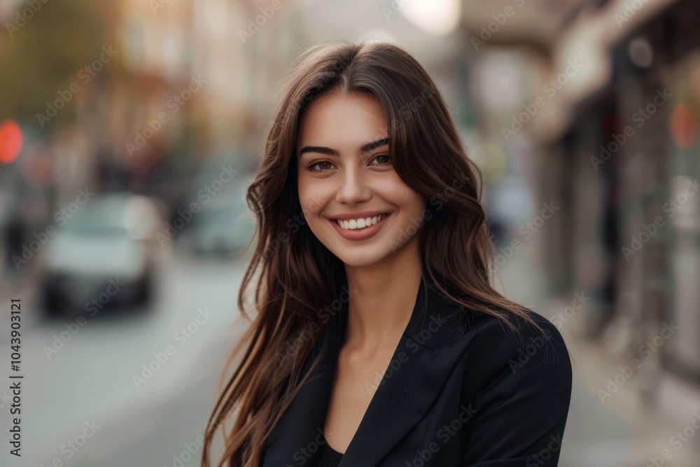 Fototapeta premium Portrait of a young happy businesswoman