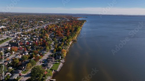 Lake shore aerial autumn north bay photo