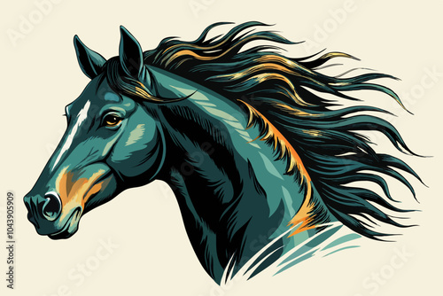  Horse head watercolor portrait vector illustration