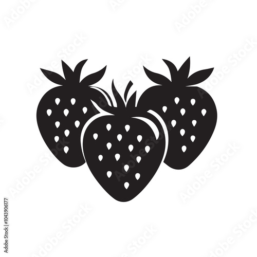 Strawberries In cartoon, hand-drawn flat style. image for social media, websites and UI. Isolated 2D vector design in logo, icon, sketch style, simple line vector, single color. AI Generative Art.