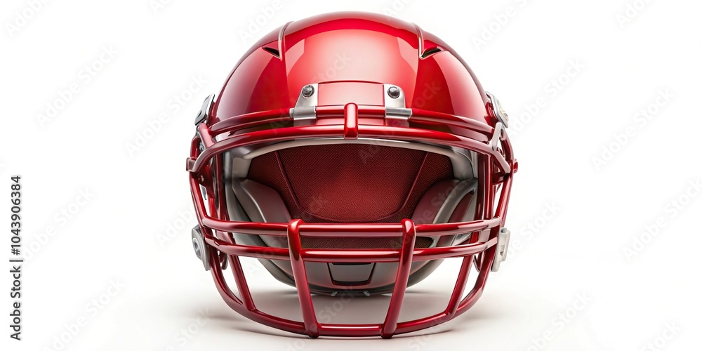 Red American football helmet mockup isolated on white background Red American football helmet mockup isolated on white background