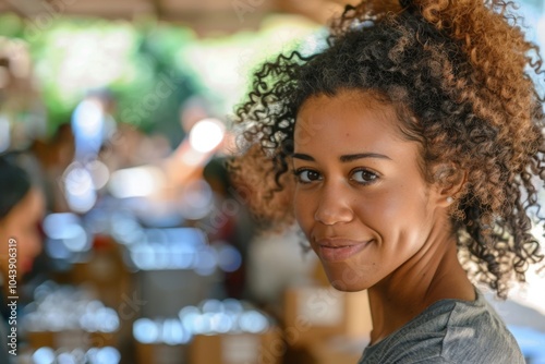 Portrait of a young female volunteer community center photo