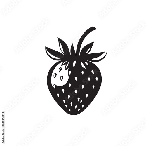 Strawberries In cartoon, hand-drawn flat style. image for social media, websites and UI. Isolated 2D vector design in logo, icon, sketch style, simple line vector, single color. AI Generative Art.