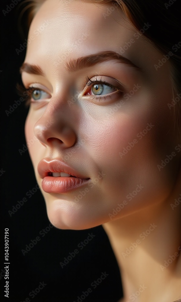 Fototapeta premium Portrait young woman flawless skin natural makeup face