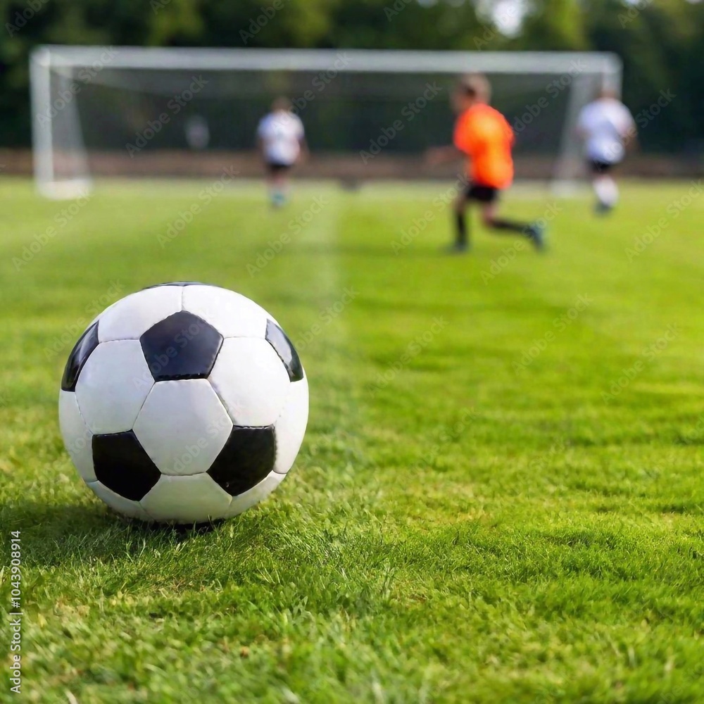 A close-up macro shot of a soccer ball spinning on a grassy field, with a rack focus effect shifting from the ball to the player's cleats in the background, captured in a Dutch angle shot for a A close-up macro shot of a soccer ball spinning on a grassy field, with a rack focus effect shifting from the ball to the player's cleats in the background, captured in a Dutch angle shot for a