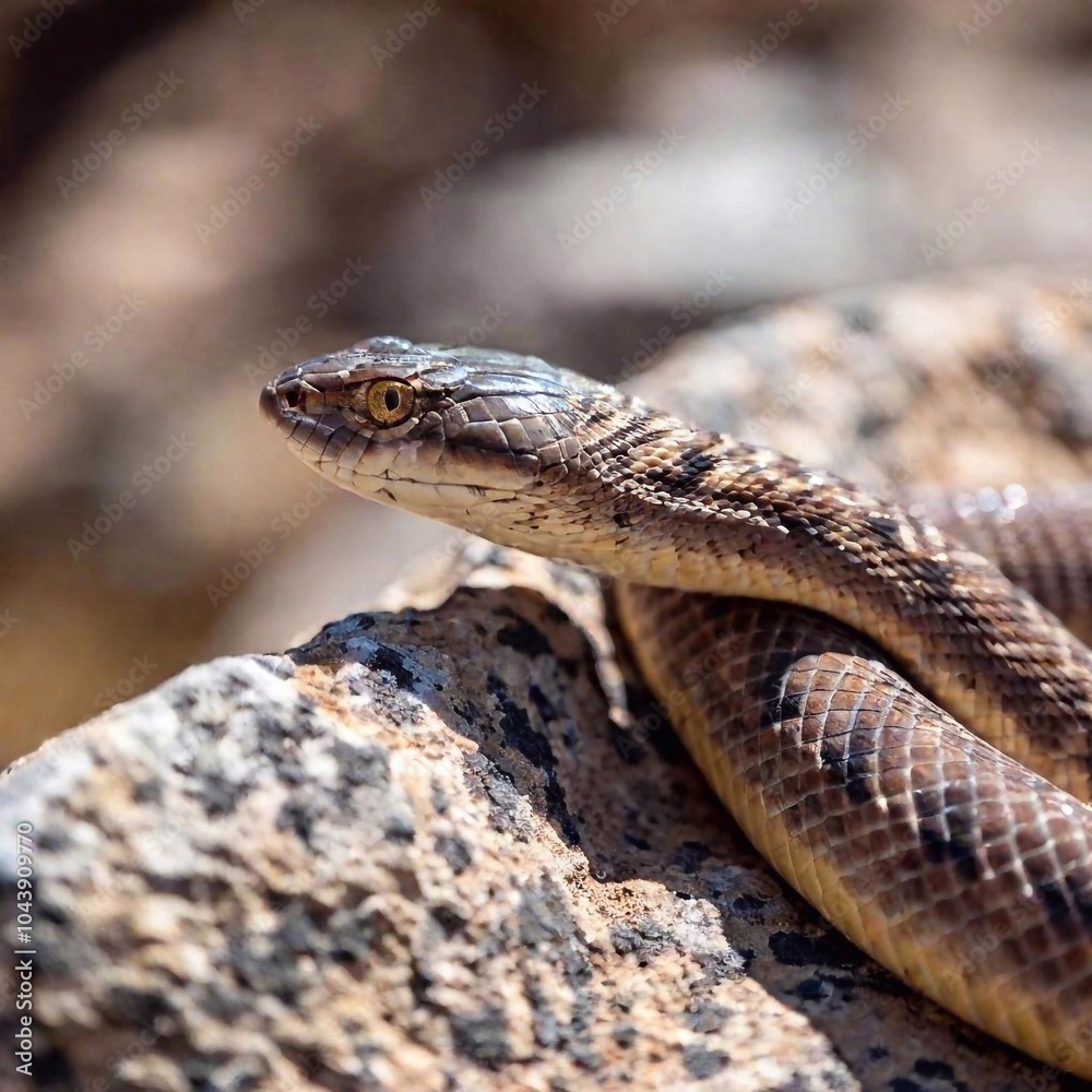 extreme close-up snake camouflaged against a rocky surface, with its intricate patterns blending into the environment, only its piercing eyes in sharp focus, while the rocks around it fade into a extreme close-up snake camouflaged against a rocky surface, with its intricate patterns blending into the environment, only its piercing eyes in sharp focus, while the rocks around it fade into a