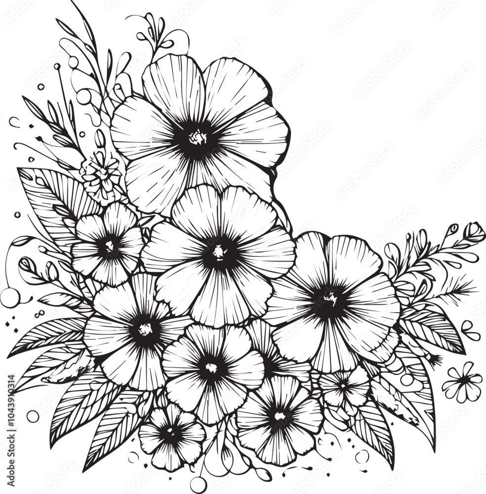 custom made wallpaper toronto digitalSet of a decorative stylized cosmos flower isolated on white background. Highly detailed vector illustration, doodling and zentangle style, tattoo design blossom cosmos, cosmos flower line drawing